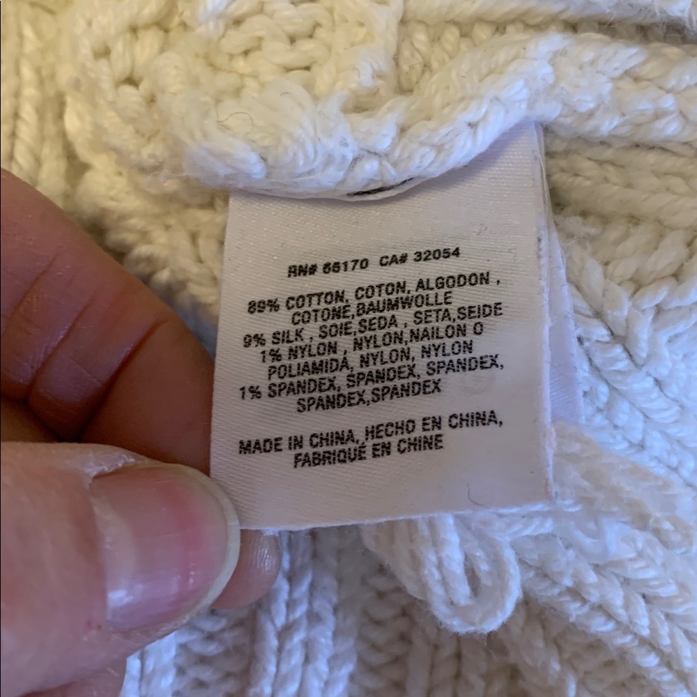 Elegant Anthropologie X Moth Chatwin Cream Chunky Cable Knit Women's Sweater - Picture 9 of 13